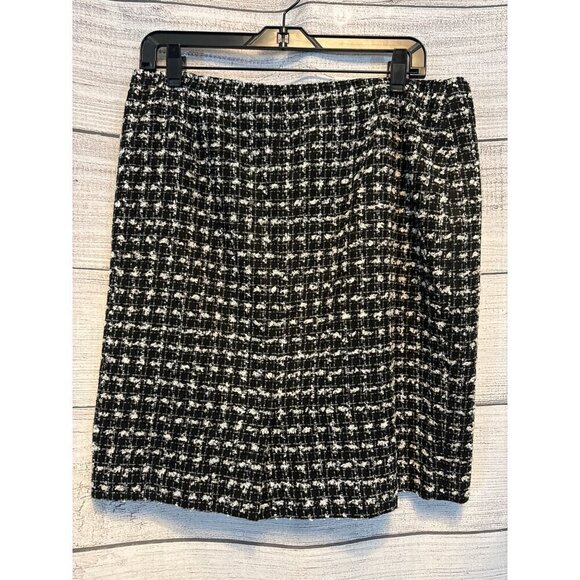 Halogen Black White Tweed Side Zip Skirt Size 12 - Picture 2 of 2